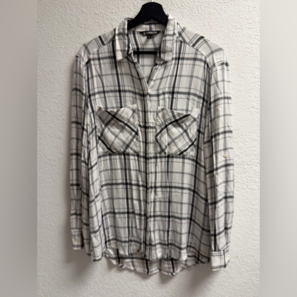 Oversized Soft Boyfriend Plaid Shirt SM